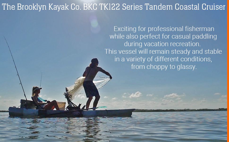 Brooklyn Kayak Company, BKC TK122 Angler Tandem Coastal Cruiser Kayak [Kayak  Angler Buyer's Guide]