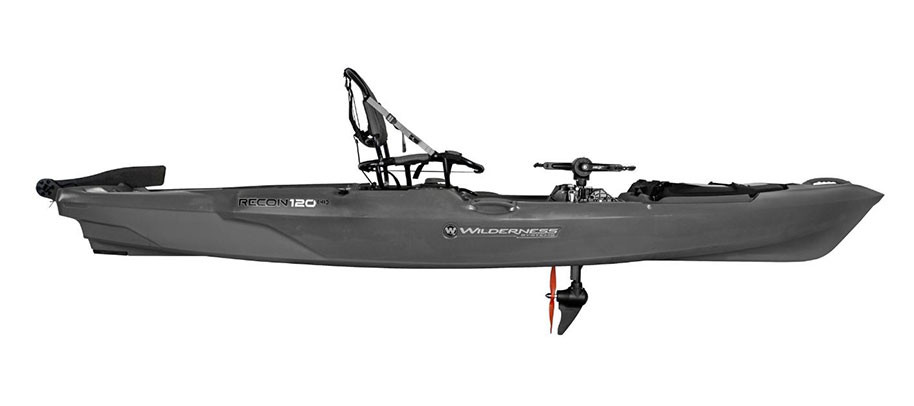 Wilderness Systems Recon 120 HD kayak in Steel Gray, side view