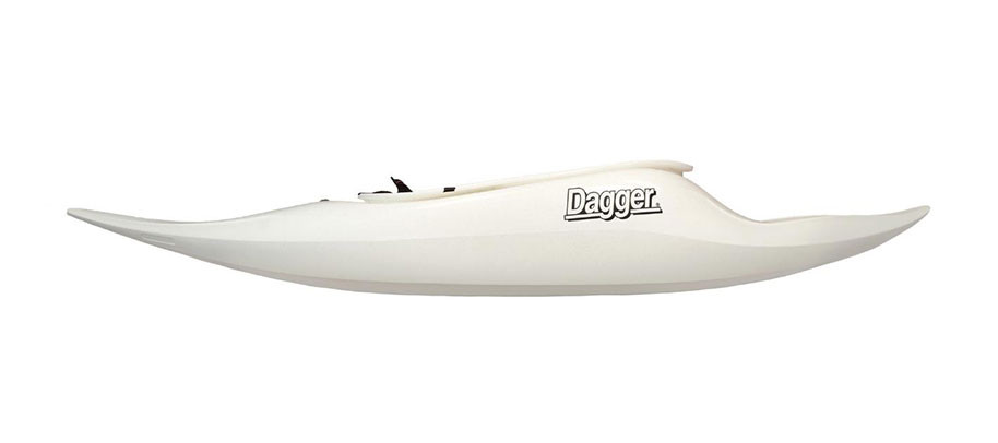 Dagger Nova whitewater kayak in Snowy, side view