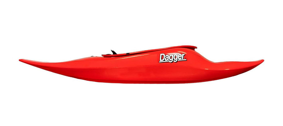 Dagger Nova whitewater kayak in Red, side view