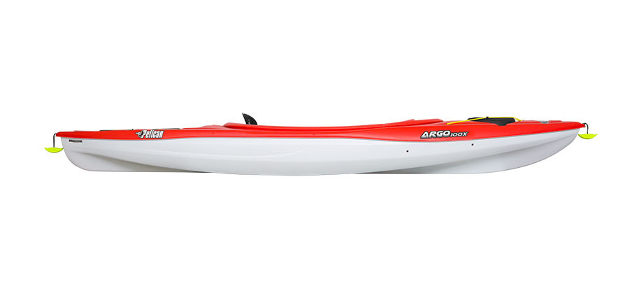 Pelican Argo 100X sit-in kayak in Fireman Red, side view