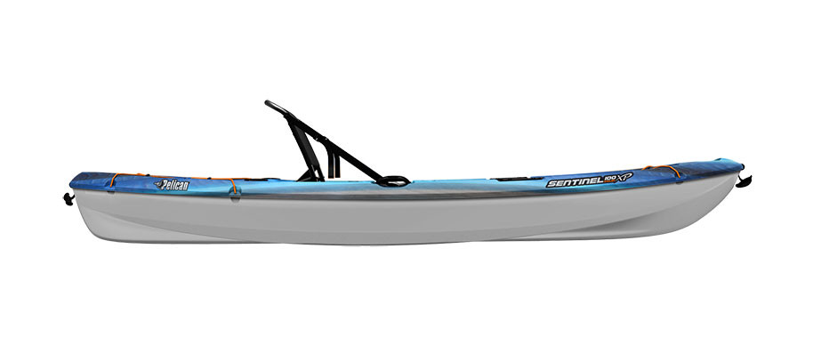 Pelican Sentinel 100XP angler kayak in Zoom Neptune, side view