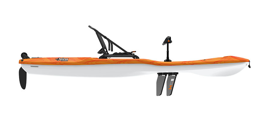 Pelican Getaway 110HDII sit on top kayak in Vapor Fireman-Yellow, side view