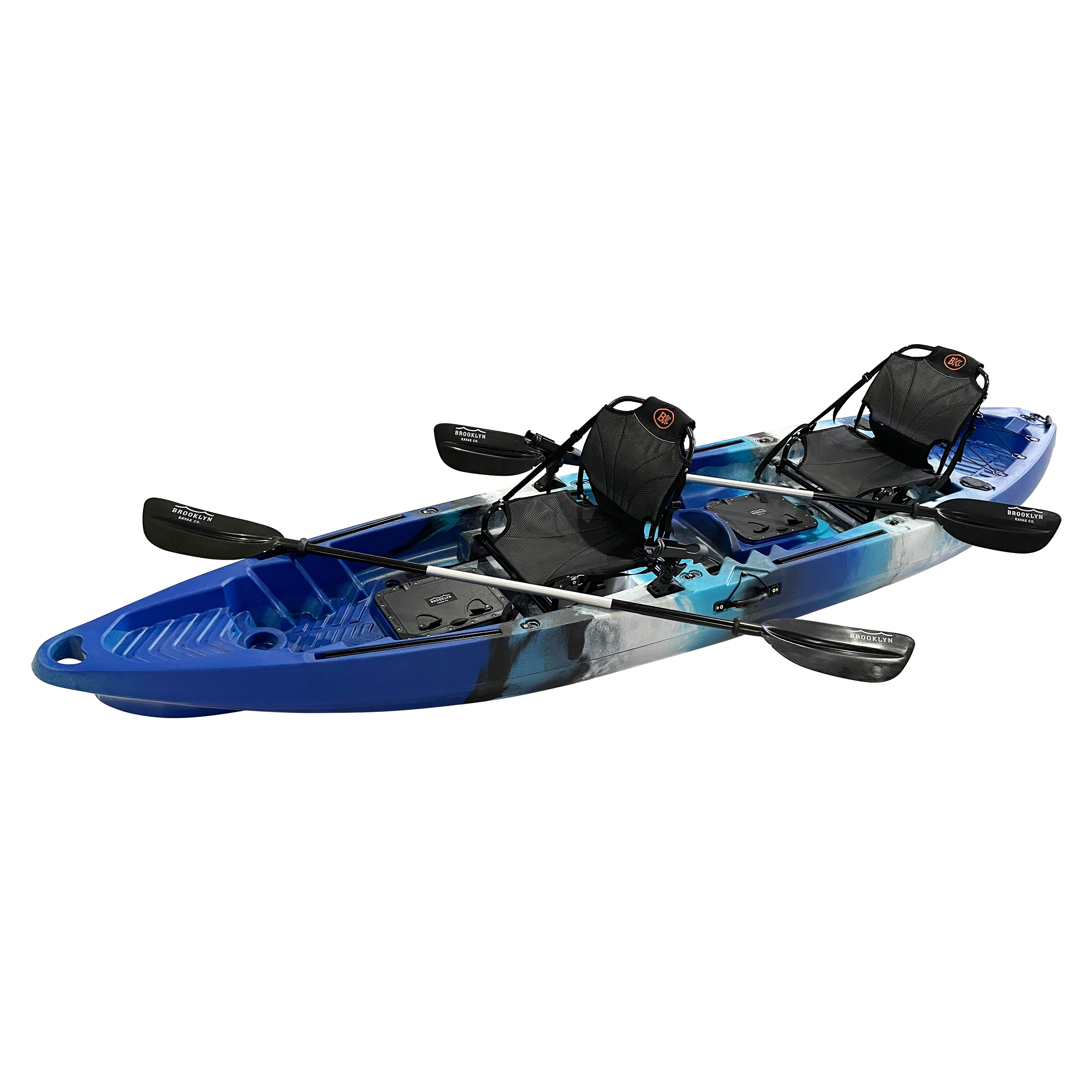 BKC TK122 Angler 12-Foot, 8 inch Tandem Sit On Top Fishing Kayak w/ Upright Aluminum Frame SEATS and Paddles, Blue